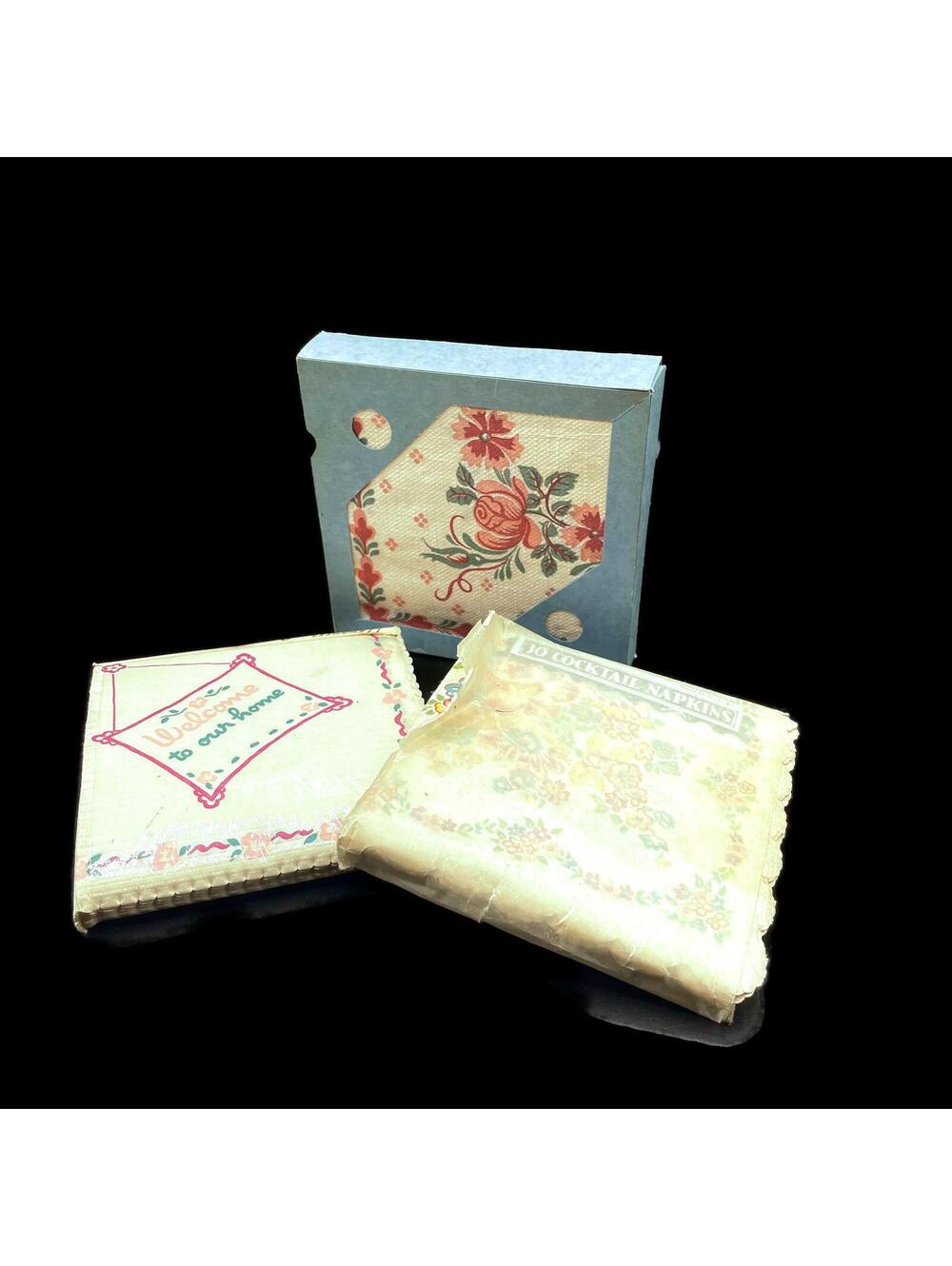 Vintage Floral Cocktail Napkins - 1940s NOS Party Decor